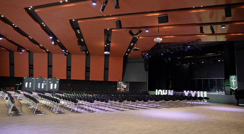 The interior of the performance hub at St John XXIII College Stanhope Gardens