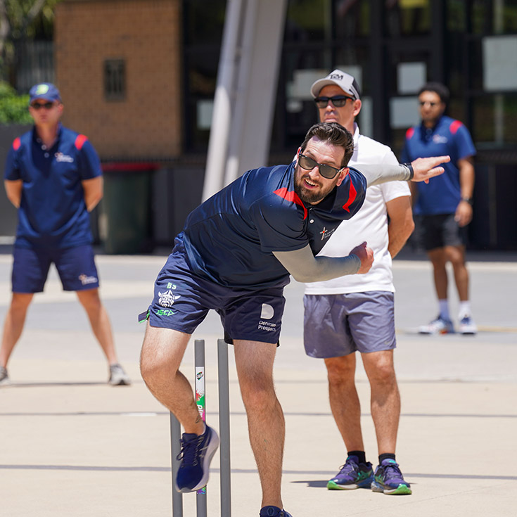Teachers on the staff versus student cricket day at St John XXIII College Stanhope Gardens