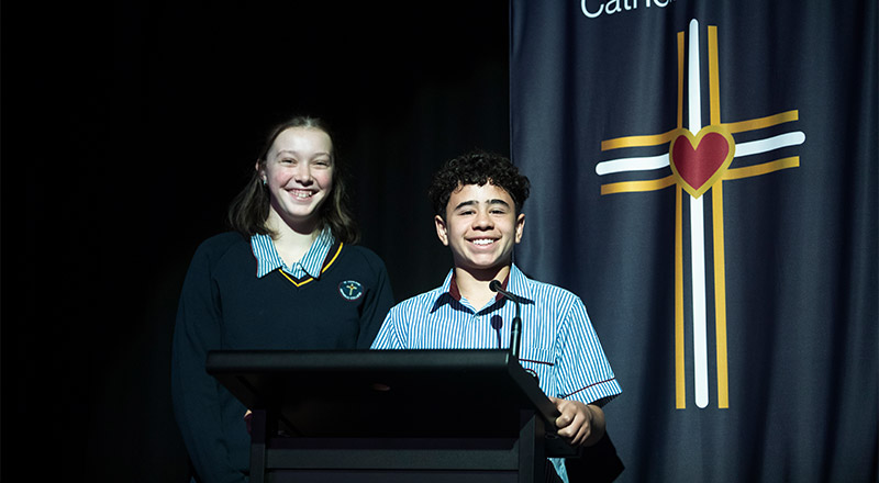 St John XXIII Catholic College students presenting